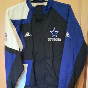 VINTAGE Apex Dallas Cowboys Black, Royal & Fully Lined Windbreaker SZ (XL) MENS